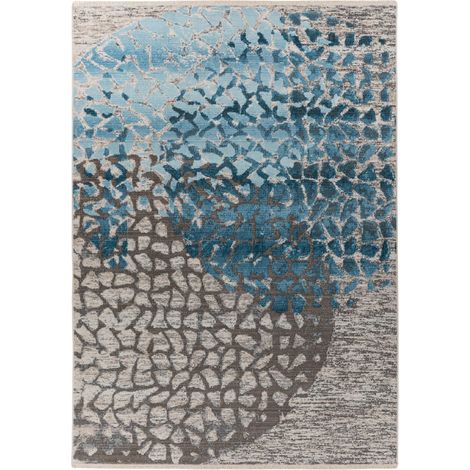 Tappeto moderno Milan a pelo corto blu e grigio (1/4)