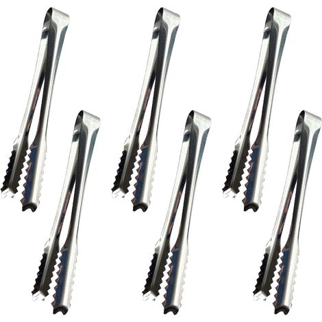 Lot de 6 pinces à bonbons de 15 cm, pinces de cuisine, petites pinces de service, ensemble en acier inoxydable (argenté)-AquaForge (1/5)