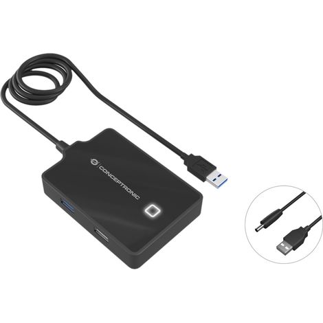 CONCEPTRONIC USB-Hub 4-Port 3.0 - 1x3.0 3x2.0 o.Netzteil sw
