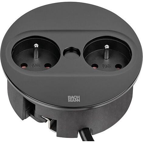 Bachmann TWIST 2 prise de table, 2x UTE, noir mat, ronde, France (1/3)