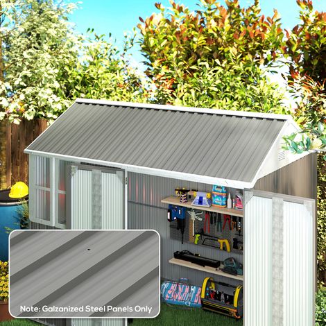 Lot de 12 panneaux en acier galvanisé Résistant aux Intempéries. gris clair. dim. d'un panneau 129L x 45l cm