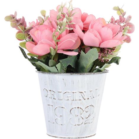 1 ensemble de fleurs artificielles en soie, fausses fleurs sauvages en pot, centre de table-11x11x19cm-Pink