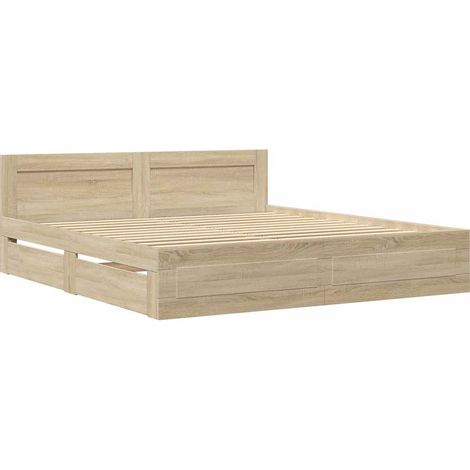 Cadre de lit avec tiroir Sonoma 193 x 203 cm Bois d'ingénierie vidaXL