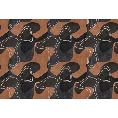 Papier peint panoramique orange et gris pour salle à manger Tapisserie panoramique originale Papier peint panoramique à motif graphique (1/2)