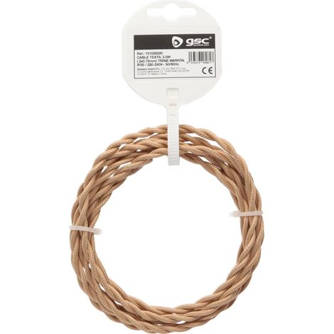 Câble textile 2.5M (2x0.75mm) tressé Marron clair