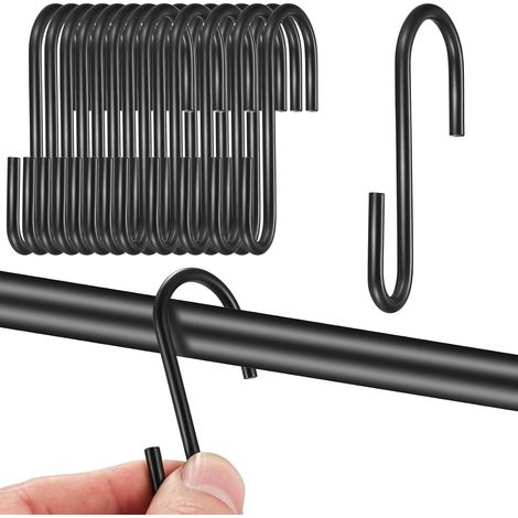 Crochets S de Suspension Métallique, 22pcs Crochets Cuisine en S Métal, Multifonctionnel Crochet S Plats Noir, S Crochets Acier Inoxydable pour Chambre, Salon, Salle de Bain, Bureau (1/5)