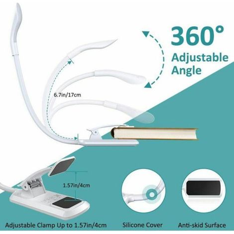 Lampe De Lecture - Col De Cygne 360° Flexible - 3 Températures De Couleur - 7 LED Rechargeable - 1 Pièce (1/4)