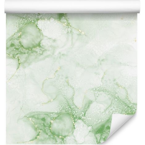 Papier peint blanc encre et menthe pour salon et chambre 50x1000 cm (1/5)