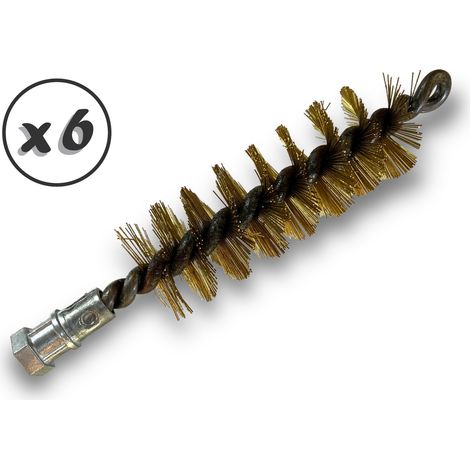 Lot de 6 Brosses à tube PRO LAITON Ø 35 mm Raccord M12175 femelle Ame en acier torsadé Nettoyage brossage tube et canalisation Kibros 41SCL35x6
