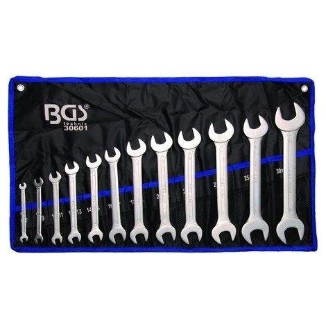 BGS Juego de llaves fijas dobles 12 piezas acero duradero