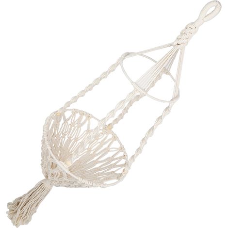 Panier suspendu pour animaux de compagnie, en corde de coton mélangé tissé, sac en filet, petit panier suspendu pour chat, 1 pièce, type perle en bois (1/5)