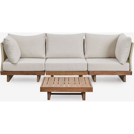 SKLUM Wohnzimmerset mit 3-teiligem Modulsofa mit 2 Ecksesseln und Couchtisch aus Dailin-Akazienholz Akazie Braun (1/5)
