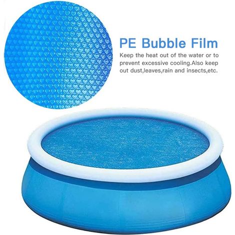 Tub Spa Bubble Cover Blanket for Round Inflatable Tub Spa Pool Thermal Insulation Floating Bubble Wrap Covers (10 Ft,300cm)
