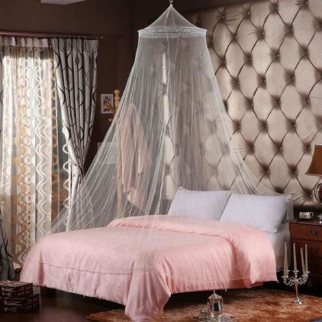 Moustiquaire Suspendue - Hauteur 250 cm - Diamètre Anneau 60 cm - Circonférence Base 900 cm - Blanc - 1 Pièce (1/5)