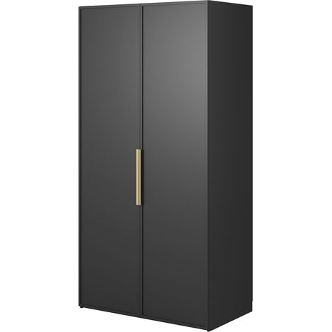 Selsey Frame - Kleiderschrank 2-türig mit Kleiderstange, 100 cm, schwarz (1/5)