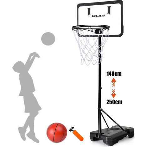 Magicfox – Panier de basket sur pied réglable 1,48m à 2,5m – Poteau en fer peint antirouille – Filet en nylon – Pour intérieur et extérieur (1/5)