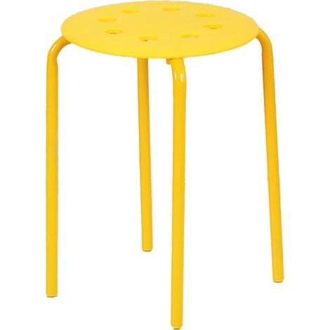 1 Tabouret rond, tube acier, 8 trous, plastique PP, empilable, salon salle à manger (1/5)