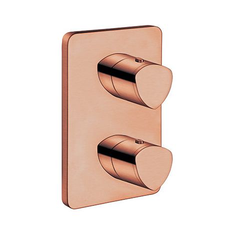 Facade Externe Profilo Laiton Thermostatique 2 Sorties Or Rose Brosse - CRISTINA ONDYNA XF75234P