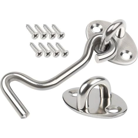 Riegelhaken und Öse, Türhaken aus Edelstahl, Ösenriegel, Riegelhaken für Scheunentore, Riegelhaken und Öse für Fenster (6 Zoll)