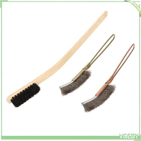 Brosse de nettoyage de cage à oiseaux - FAFEICY - Lot de 3 - Bambou & acier inoxydable - Longueurs 22/24/40 cm - Manche percé (1/4)