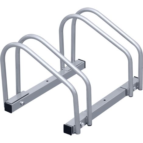 SWANEW Bicycle stand per 2 biciclette per pavimento e muro di montaggio in acciaio zincato. 41 x 32 x 26 cm (1/5)