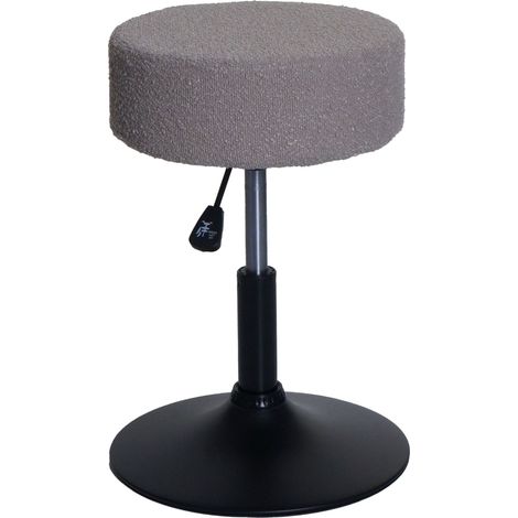 [NEUWERTIG] Hocker HHG-832, Sitzhocker Schminkhocker, höhenverstellbar drehbar Ø 37cm Stoff Bouclé (450g/m²) MVG taupe