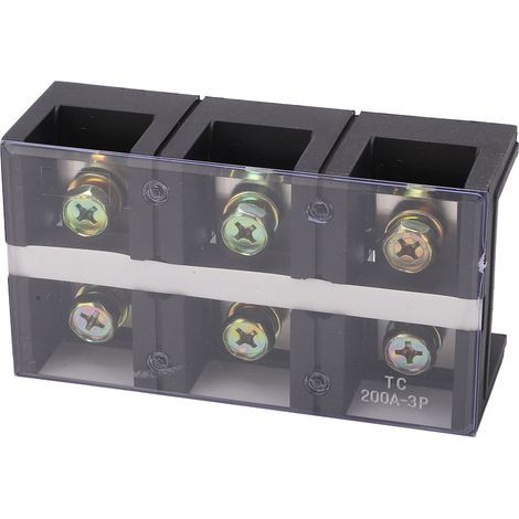 Bloc de jonction fixe 200A 600V, bornes à double rangées avec couvercle pour courants intenses, 3 pôles (2003) (1/5)