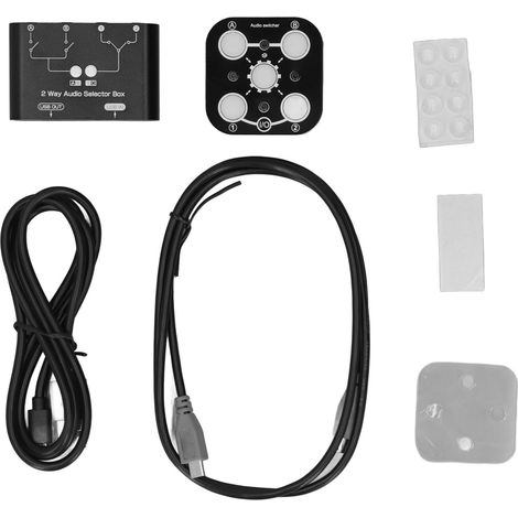 Sélecteur Audio 2 Voies Boîtier Splitter USB Alimentation 5V Anti-Interférence Son Clair Casque Mixeur DC (1/5)