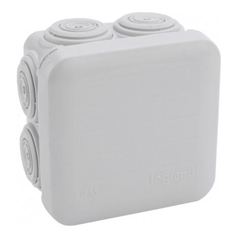 092005 Boîte De Dérivation Carrée Plexo Dimensions 65x65x40mm - 7 Entrées - Gris Ral 7035 - Legrand