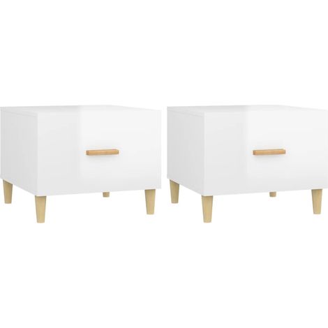 Tables basses 2 pcs Table de salon Table de café blanc brillant 50x50x40cm bois d'ingénierie (1/5)