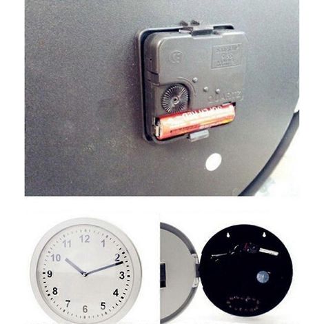 Horloge murale ronde de 25 cm avec boîte de rangement secrète dissimulée, idéale pour ranger argent, bijoux et autres objets. (1/4)
