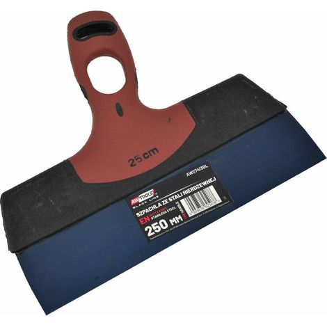 Spatule ofen acier inoxydable Awtools 250mm, avec manche en TPR, tool pour lisser et mastiquer, idéale pour les travaux de finition sur des surfaces de taille moyenne.