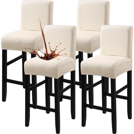 Barhockerbezüge wasserdicht 4er Set Beige, Stretch Jacquard, abnehmbar, waschbar (1/5)