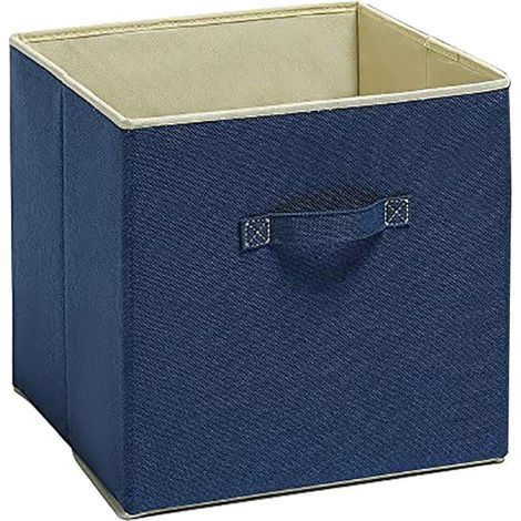 Boîte De Rangement En Tissu - Coton Et Lin - 30 X 20 X 15 Cm - Avec Couvercle Et Poignée - Pour Vêtements Bureau Et Maison - Lot De 1 (1/5)