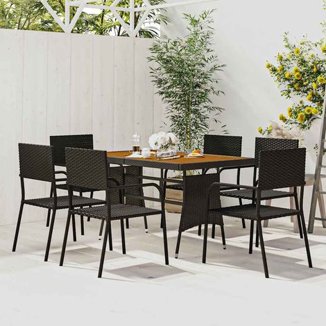 vidaXL Ensemble à manger d'extérieur 7 pcs Résine tressée Noir (1/5)