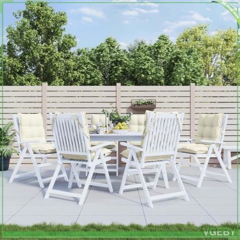 Coussins de chaise à dossier bas - FAFEISY - 377679 - Crème (lot de 6) - Tissu Oxford imperméable - Garnissage fibre creuse PP (1/5)