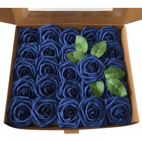 Roses Artificielles - Tige en Mousse PE - Diamètre 8 cm - Feuillage Vert - Pour Décoration Florale DIY, Centres de Table Mariage, Couronnes, Bouquets et Décor Intérieur - 25 Pièces (1/3)