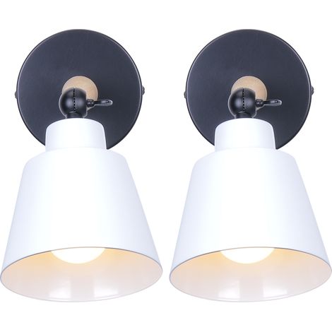 2X-Aplique De Pared Minimalista, Lámpara De Pared De Madera Moderna Blanca Nórdica Apliques De Pared Retro Para Dormitorio, Pasillo, Oficina E27