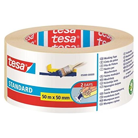 Tesa standard Ruban adhesif de peintre pour profiles rectos. Dimensions : 50mx50mm. Paquet de 6