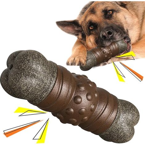 Jouets à mâcher pour chiens de grande taille et à mâchoires agressives, nettoient les dents, os à mâcher couineur, jouet en bois de café, soulagent l'ennui, favorisent l'interaction avec les grands ch (1/5)