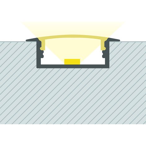 Profilé Aluminium Encastré avec Capot Continu pour Double Ruban LED jusqu'à 18 mm Aluminium 2 m Blanc translucide (1/5)