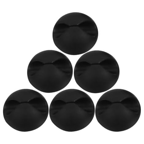 Clips de Fixation Murale pour Câbles Noirs 8pcs en Tpr Adhésif, Organiseur Maison et Voiture sans Bavures - (1/5)