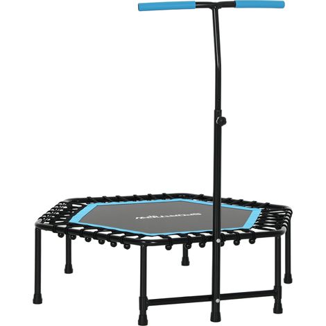 Beyamis 114 cm Fitness-Trampolin, elastische Seile, verstellbarer Griff mit 3 Positionen, geräuscharmes Trainingstrampolin, blau