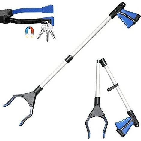 Outils de Ramassage, 82 cm Pince préhension Pliable pour Personnes âgées avec Embouts magnétiques en Alliage d'aluminiumg, tête rotative à 90 ° la Collecte des ordures Blanc - (1/5)
