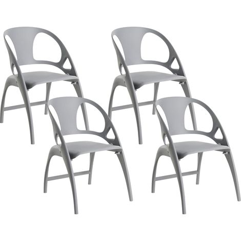 Set moderno di 4 sedie da pranzo da giardino in plastica leggera e pieghevole grigio Nemi (1/5)