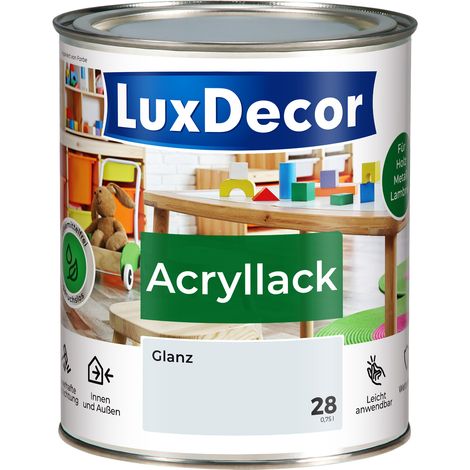 LUXDECOR Acryllack Holzfarbe Metall und Holz Lack Buntlack Glanz (28) Fröhliches Alpaka - 0,75L