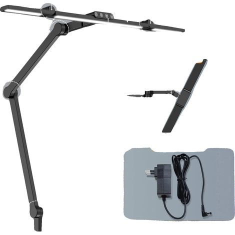Schreibtischlampe, verstellbares Dreikopf-Design, Speicherfunktion, Leselampe (1/2)