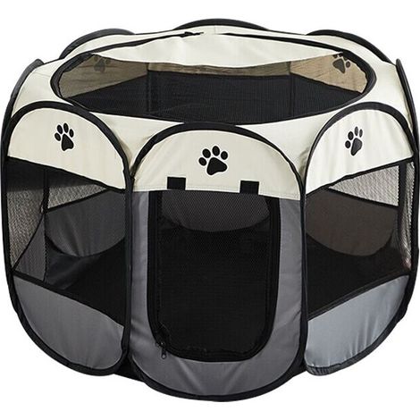 Animal enclosure, Polyester, Grey/Beige