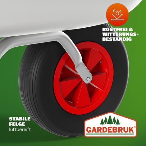 GARDEBRUK® Schubkarre 80 Liter bis 100kg Luftreifen mit Stahlfelge verzinkt Garten Bauschubkarre Gartenschubkarre