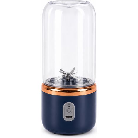Blender Portable Électrique Bleu, Gobelet à Smoothies avec 6 Lames en Acier Inoxydable et Couvercle (1/5)